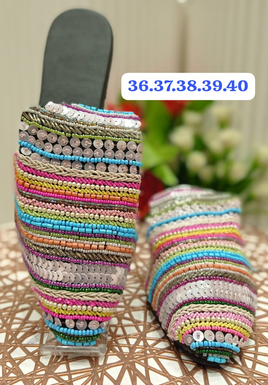 Designer Embroidered Flat Mules Summer Catalog
